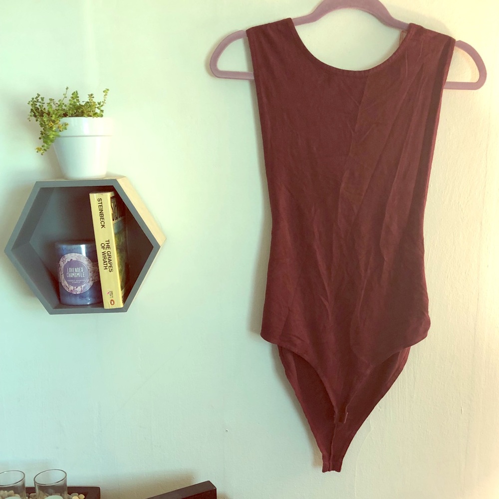 Charlotte Russe Suede Burgundy Body Suit